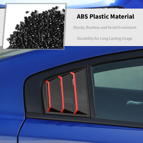 For 2011+ Dodge Charger Rear Side Window Louvers Air Vent Scoop Shades Cover Blinds