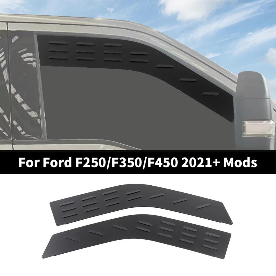 For 2021+ Ford F250/F350/F450 Front Rear Door Window Glass Louvers Vent Bezel Panel (2 pcs)