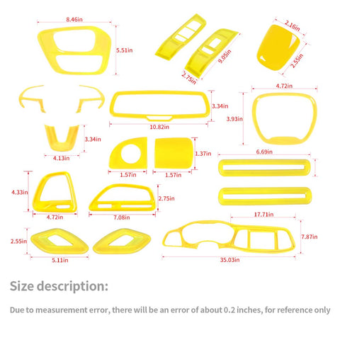 18 x Car Interior Decoration Trim Cover Kits For Dodge Challenger 2015+ Yellow Accessories | CheroCar