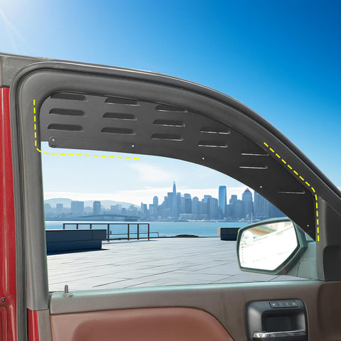 For 2014-2018 Chevy Silverado/GMC Sierra Front/Rear Window Glass Louver Air Vent Panel 2Dr 4Dr