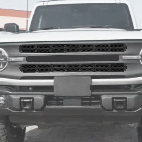 For 2021+ Ford Bronco Front Grille Grill Insert Net Trim Decor （Fits 7-slot Grille）