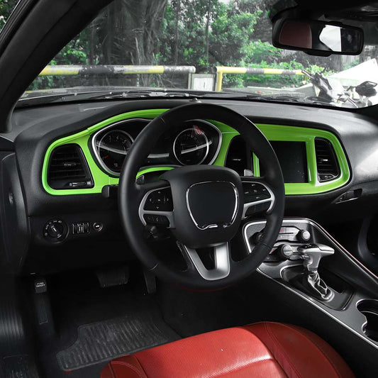 19 x Car Interior Decoration Trim Cover Kits For Dodge Challenger 2015+ Green Accessories | CheroCar