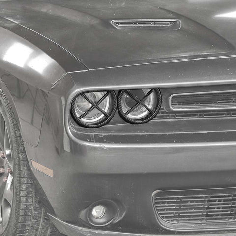 For 2015+ Dodge Challenger Front Headlight Lamp Frame Cover Trim Ring Bezels