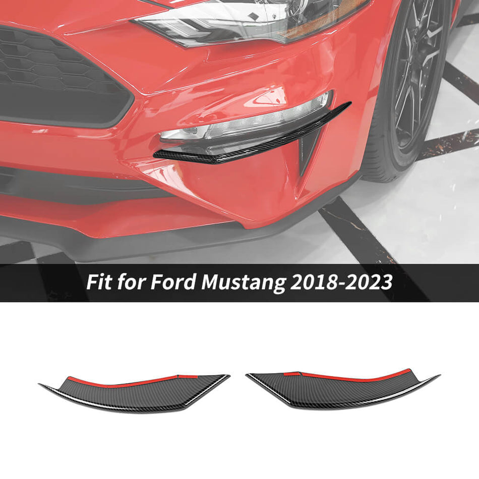 For 2018-2023 Ford Mustang Front Bumper Winglets Fog Light Trim Strip Cover