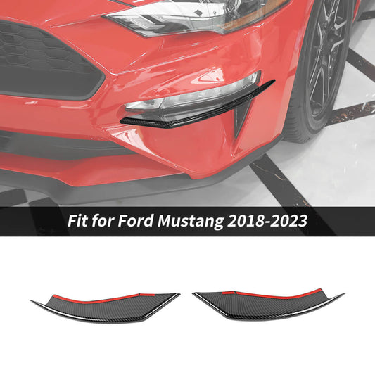 For 2018-2023 Ford Mustang Front Bumper Winglets Fog Light Trim Strip Cover