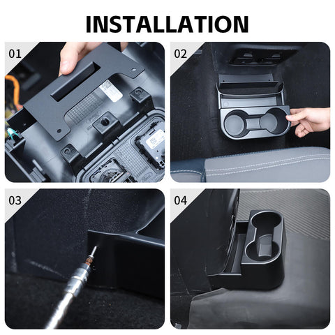 For 2021+ Ford Bronco 4-Door Car Rear Back Water Cup Holder Storage Box Organizer