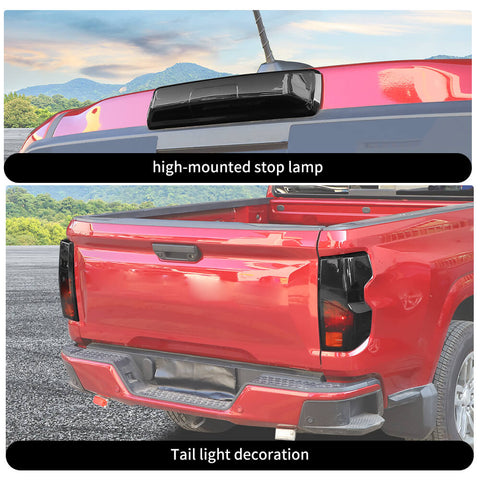 For 2023+ Chevy Colorado Smoked Black High Brake Light Taillight Lamp Cover Trim