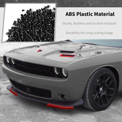 For 2015+ Dodge Challenger Front Hood Scoop Air Vent & Bumper Lip Splitter Cover Trim Kit