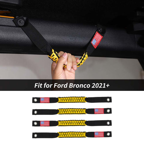 4 x Roll Bar Roof Top Grab Handles Grip For Ford Bronco 2021+ US Flagh Accessories | CheroCar