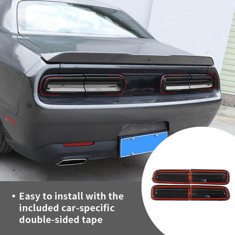 For 2015+ Dodge Challenger Smoked Black Rear Tail Light /Wheel Eyebrow Lamp Cover Trim Kit
