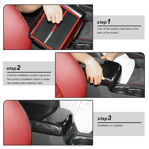 For 2009-2014 Dodge Challenger Central Armrest Box ABS Panel Cover Trim Carbon Fiber