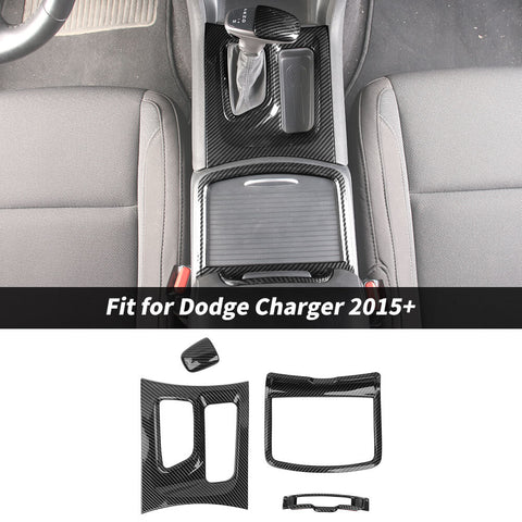 For 2015+ Dodge Charger 4 x Gear Shift Panel Shift Knob Cup Holder Panel Trim Decor