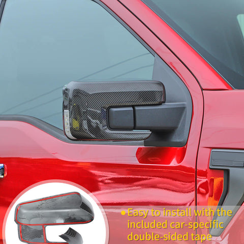 For 2021+ Ford F150 Rear View Mirror Shell & Rain Eyebrow Cover Trim Frame Kit