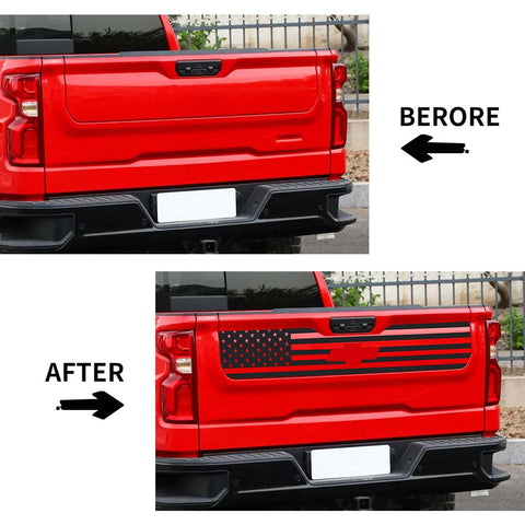 American Flag Truck Tailgate Vinyl Decal USA Sticker For Chevy Silverado 2019+ Accessories | CheroCar