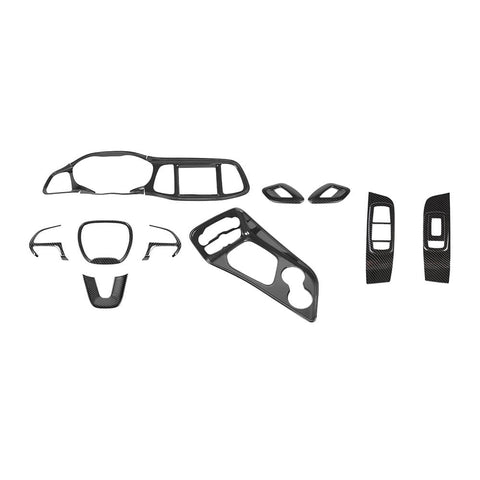 For 2015+ Dodge Challenger 13x Interior Center Console Trim Cover Kit Carbon Fiber