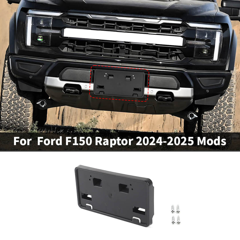 For 2024-2025 Ford F150 Raptor Front Bumper License Plate Frame Holder Bracket