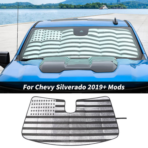 For 2019+ Chevy Silverado/GMC Sierra Front Window Sun Shade Foldable Sun Visor