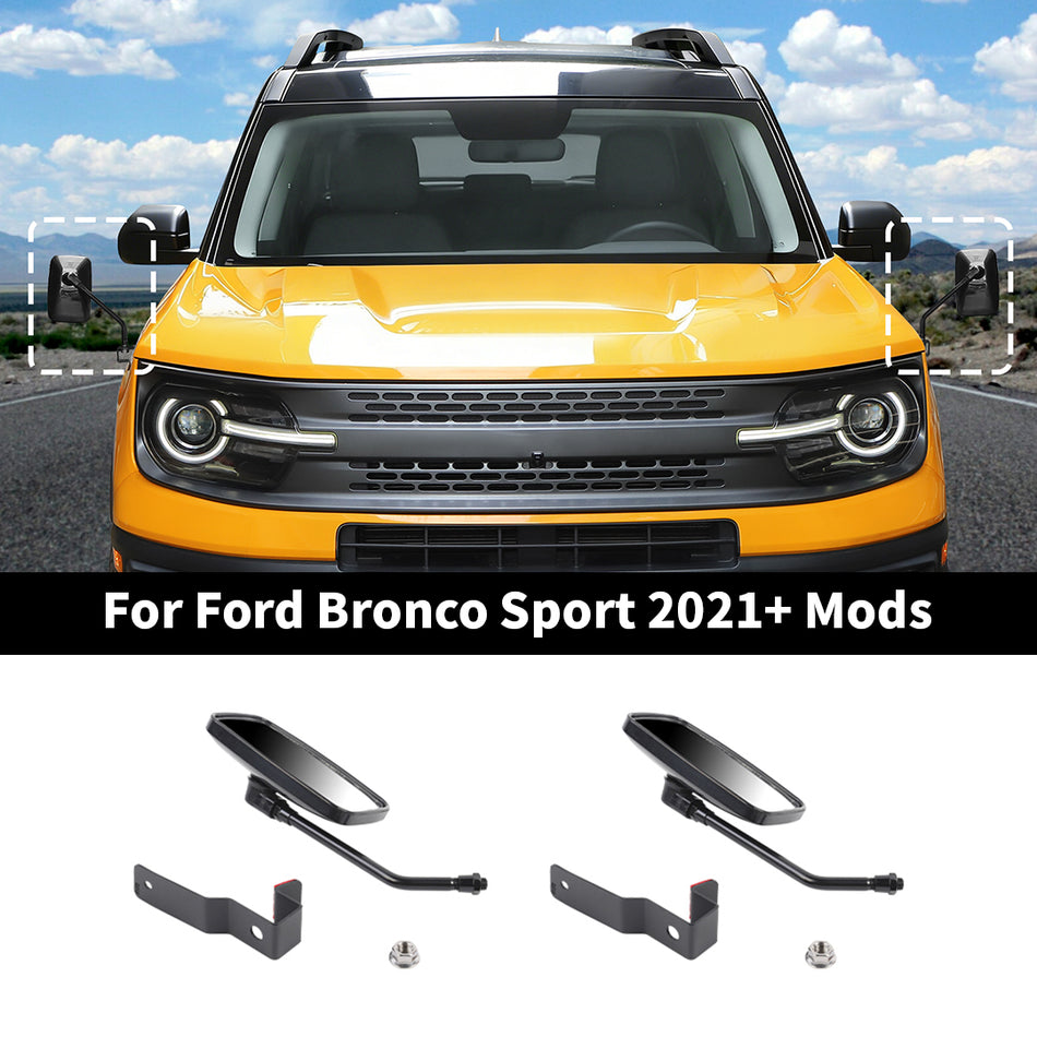 For 2021+ Ford Bronco Sport Front Engine Hood Sand Board Rearview Mirror Accessories (2 pcs)