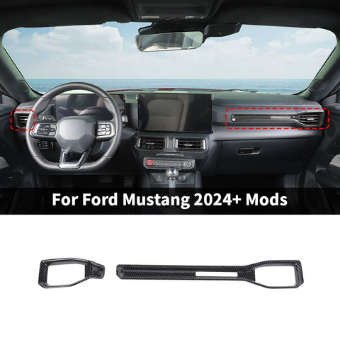 For Ford Mustang 2024+ Dashboard Vent Air Outlet Cover Kit Carbon Fiber