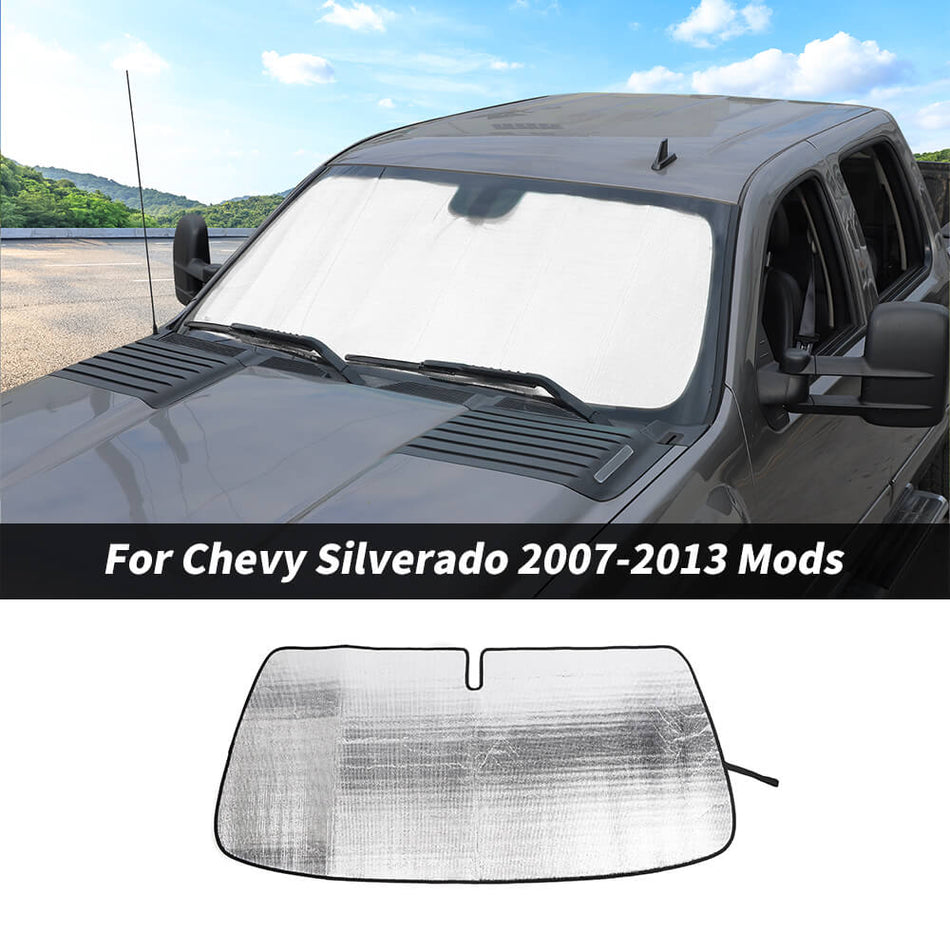 For 2007-2013 Chevy Silverado/GMC-SIERRA Front Windshield Sunshade Reflective Car Sun Shade Visor