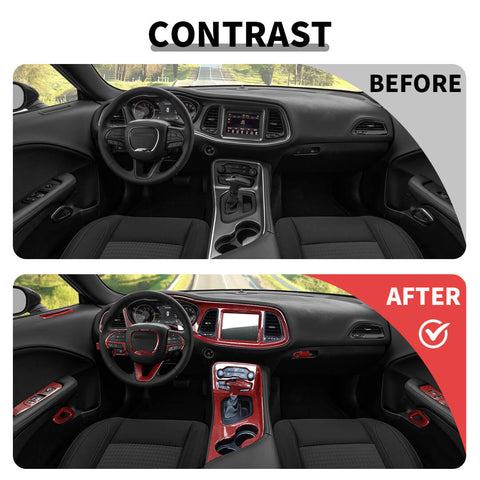 For 2015+ Dodge Challenger Interior Center Console Decor Cover Trim Kit
