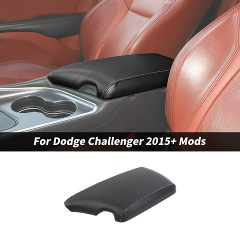 For 2015+ Dodge Challenger Leather Center Armrest Box Panel Cover Trim
