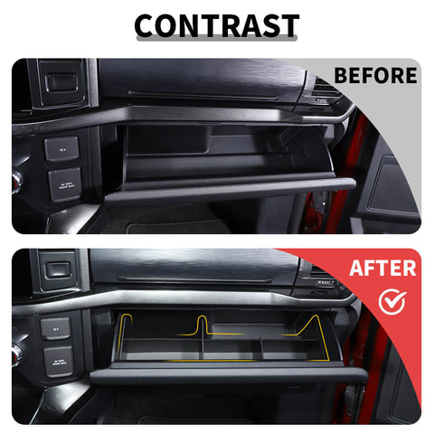 For 2021+ Ford F150 Co-pilot Glove Box Storage Insert Divider Trim