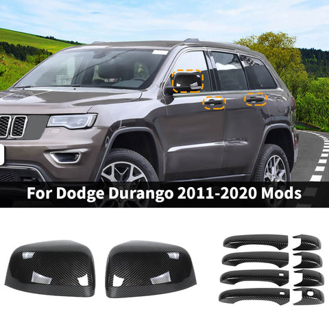 For 2011-2020 Dodge Durango Car Door Handle Rearview Mirror Shell Trim Cover Kit
