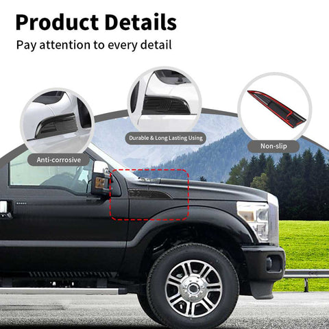 For 2008-2016 Ford F250/F350/F450/F550 Fender Vent Leaf Plate Badge Cover USA Flag Black