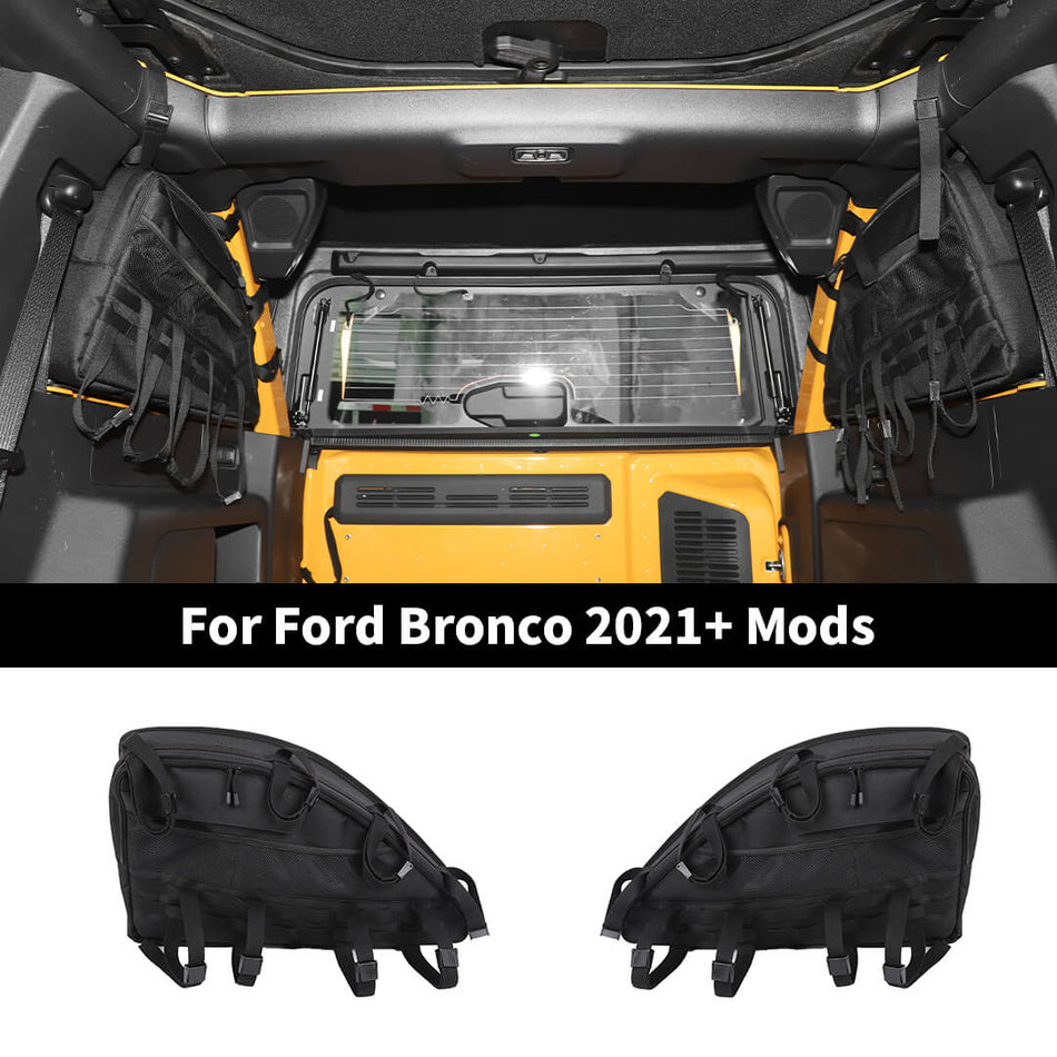 For 2021+ Ford Bronco 4-Door Version Interior Rear Cargo Trunk Organizer Side Storage Bag