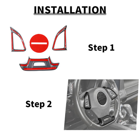 For 2017+ Chevy Camaro 4 x Car Steering Wheel Decor Frame Trim Cover