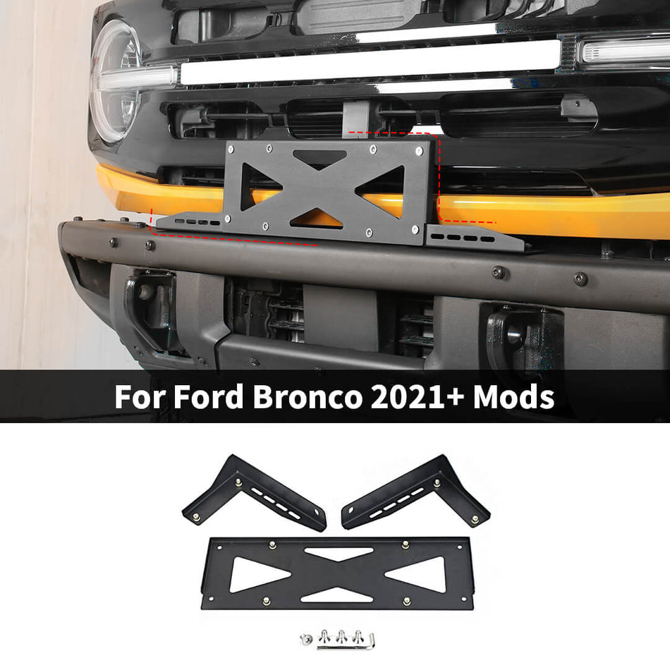 For 2021+ Ford Bronco License Plate Bracket Front Bumper Plate Holder Mount（3 pcs）