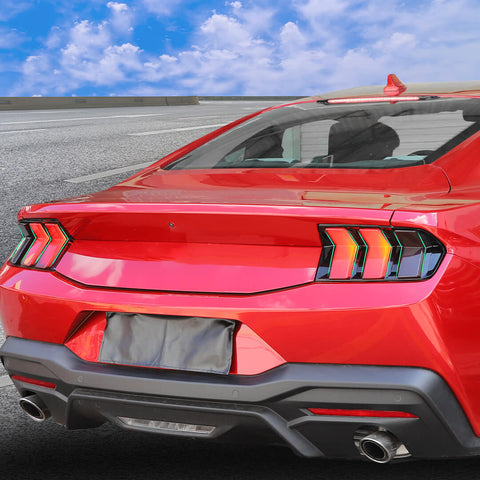 For 2024+ Ford Mustang Smoked Black Rear Taillamp Cover Taillight Backlights Cover Trim
