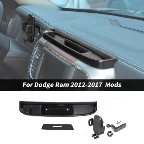 For 2010-2017 Dodge Ram Center Console Phone Holder Bracket Storage Box Tray