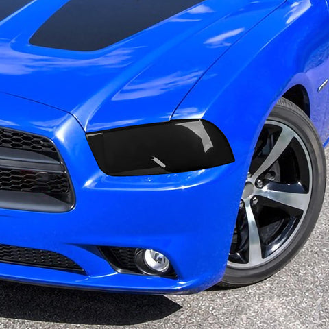 For 2011-2014 Dodge Charger Smoked Black Front Headlight Lamp Cover Trim Bezels