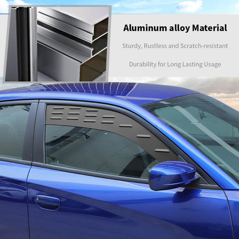 For 2011+ Dodge Charger Front Rear Door Window Glass Louvers Vent Cover