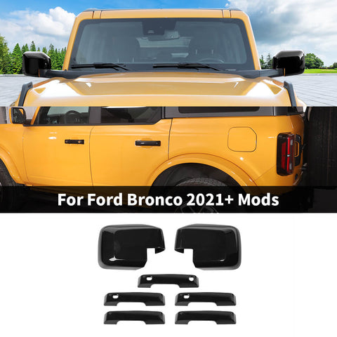 For 2021+ Ford Bronco Exterior Side RearView Mirror Shell Door Handle Trim Cover Kit