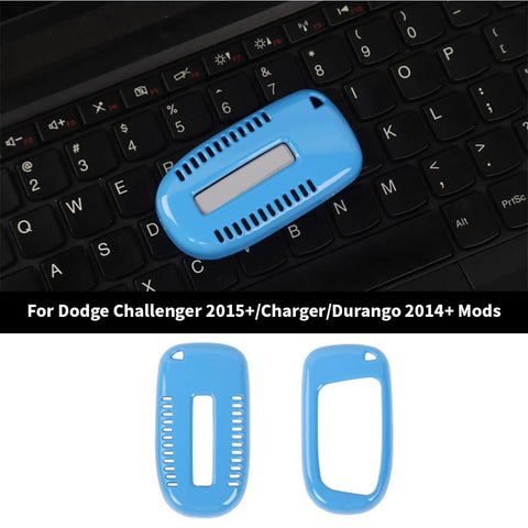 For 2015+ Dodge Challenger/2014+ Charger/Durango Car Key Fob Protect Decor Cover Case Trim (2 pcs)