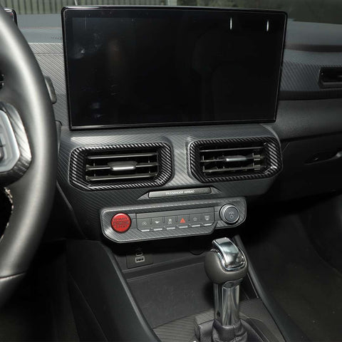 For Ford 2024+  Mustang Center Console Air Vent Trim Rings Carbon Fiber Pattern