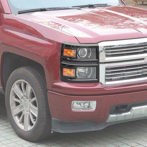 Front Headlight Lamp Frame Trim Decor Cover Red Bezel For Chevy Silverado 2014-2018 Accessories | CheroCar