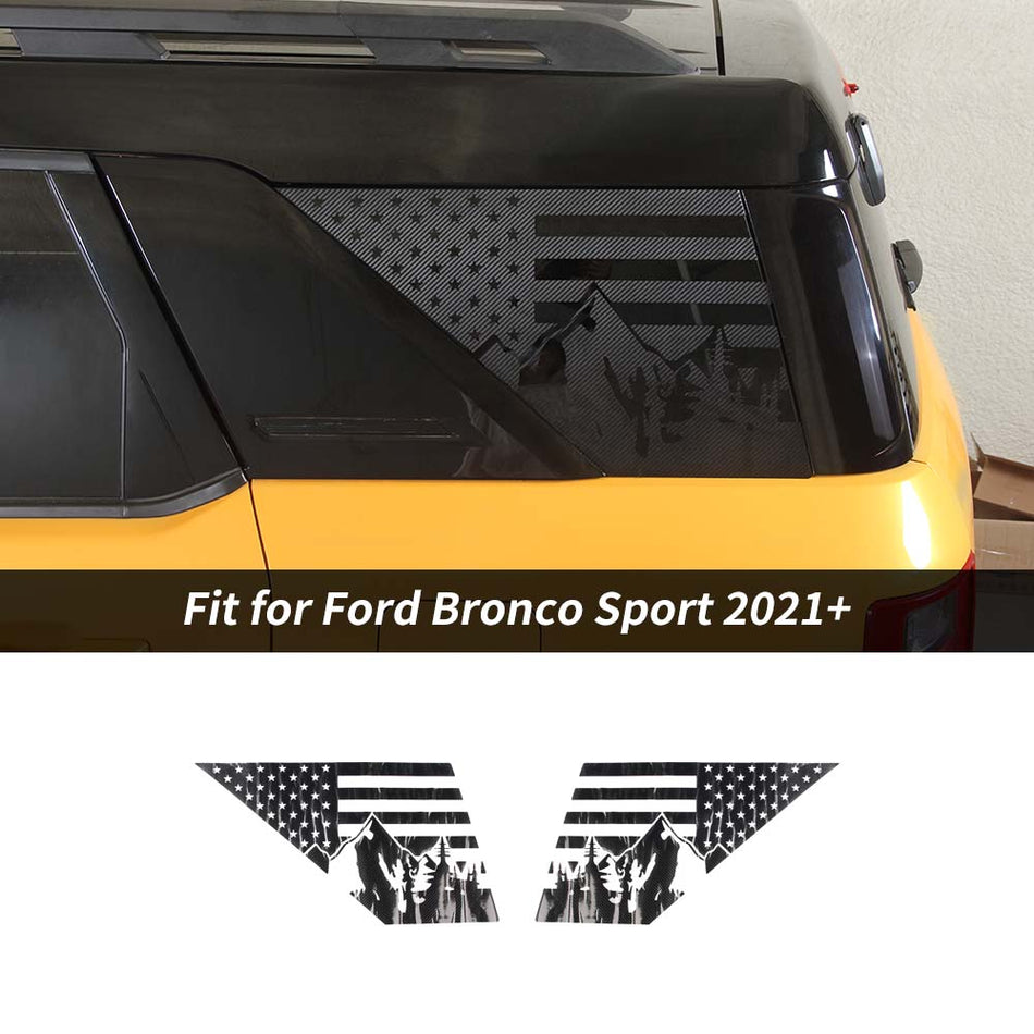 For 2021+ Ford Bronco Sport Rear Window Glass Sticker Decals Cover US Flag Mountain Style