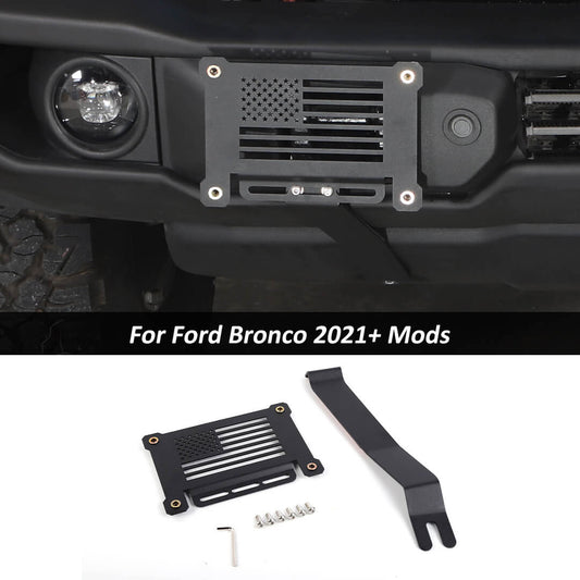 For 2021+ Ford Bronco Front License Plate Holder Mount Bracket Bezel
