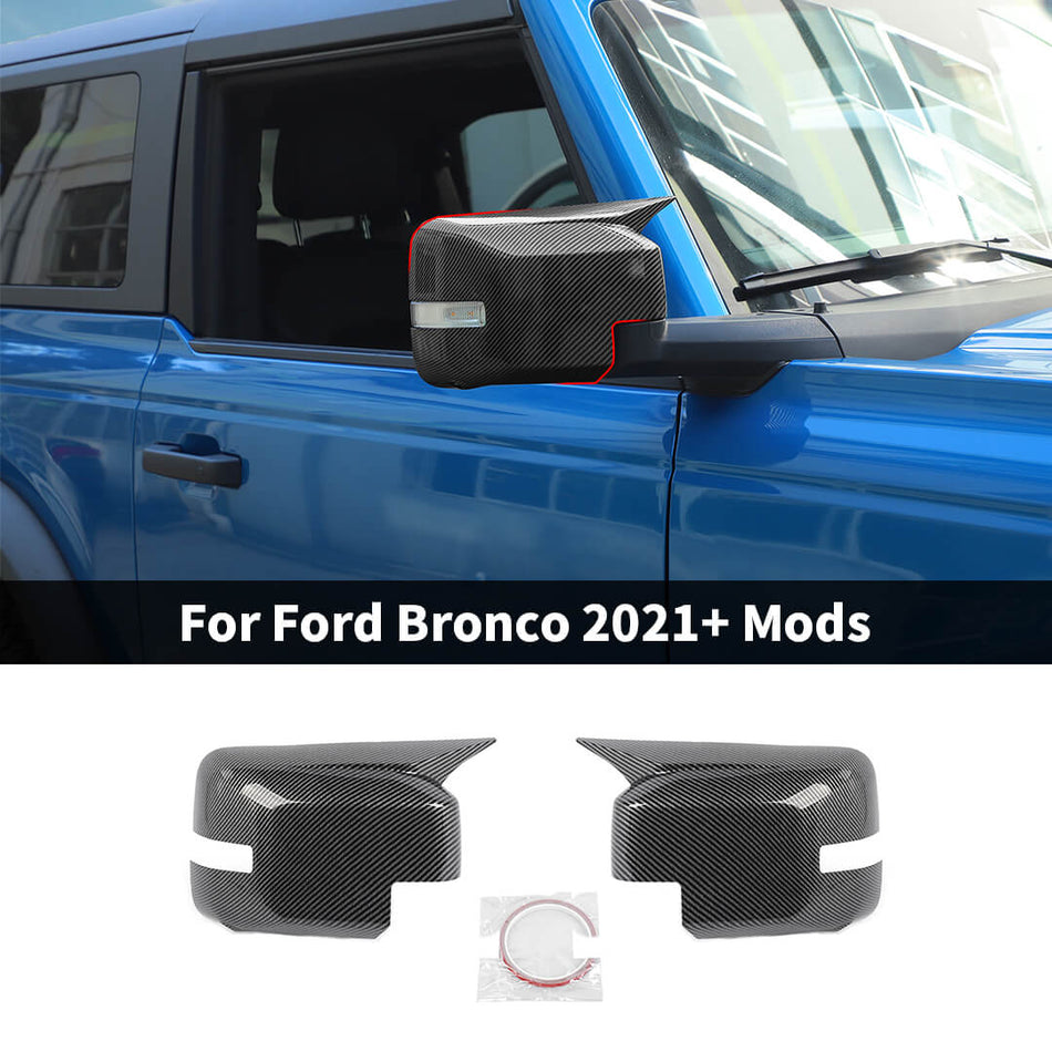 For 2021+ Ford Bronco Side Rearview Mirror Cover Trim with Turn Signal (2 pcs)