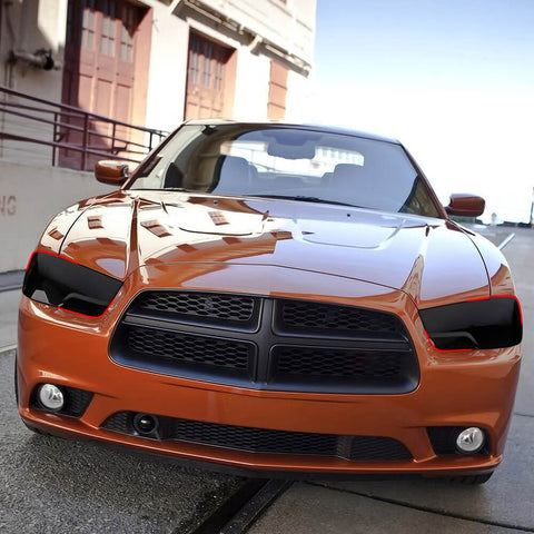 For 2011-2014 Dodge Charger Smoked Black Front Headlight Lamp Cover Trim Bezels