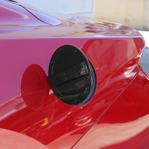 For 2024+ Ford Mustang Fuel Tank Cap Trim Carbon-Fiber Pattern American Flag Design