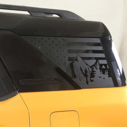 Rear Window Glass Sticker Decals Cover For Ford Bronco Sport 2021+ US Flag Mountain Style Accessories | CheroCar