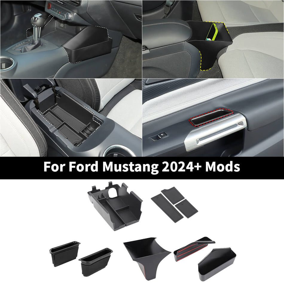 For 2024+ Ford Mustang Interior Center Console Storage Box Tray Kit (6 pcs)