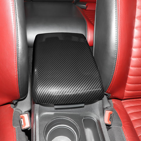 For 2009-2014 Dodge Challenger Central Armrest Box ABS Panel Cover Trim Carbon Fiber