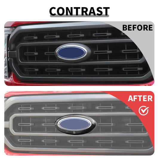 For 2021+ Ford F150 Grille Center Logo Emblem Badge Ring Cover Trim With Camera Hole