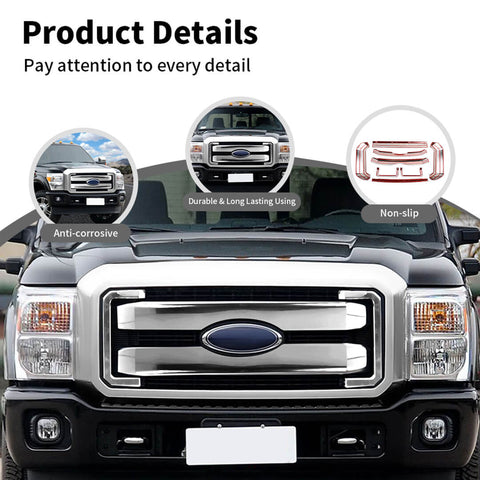 For 2011-2016 Ford F250/F350/F450/F550 Exterior Front Mesh Grille Trim Cover